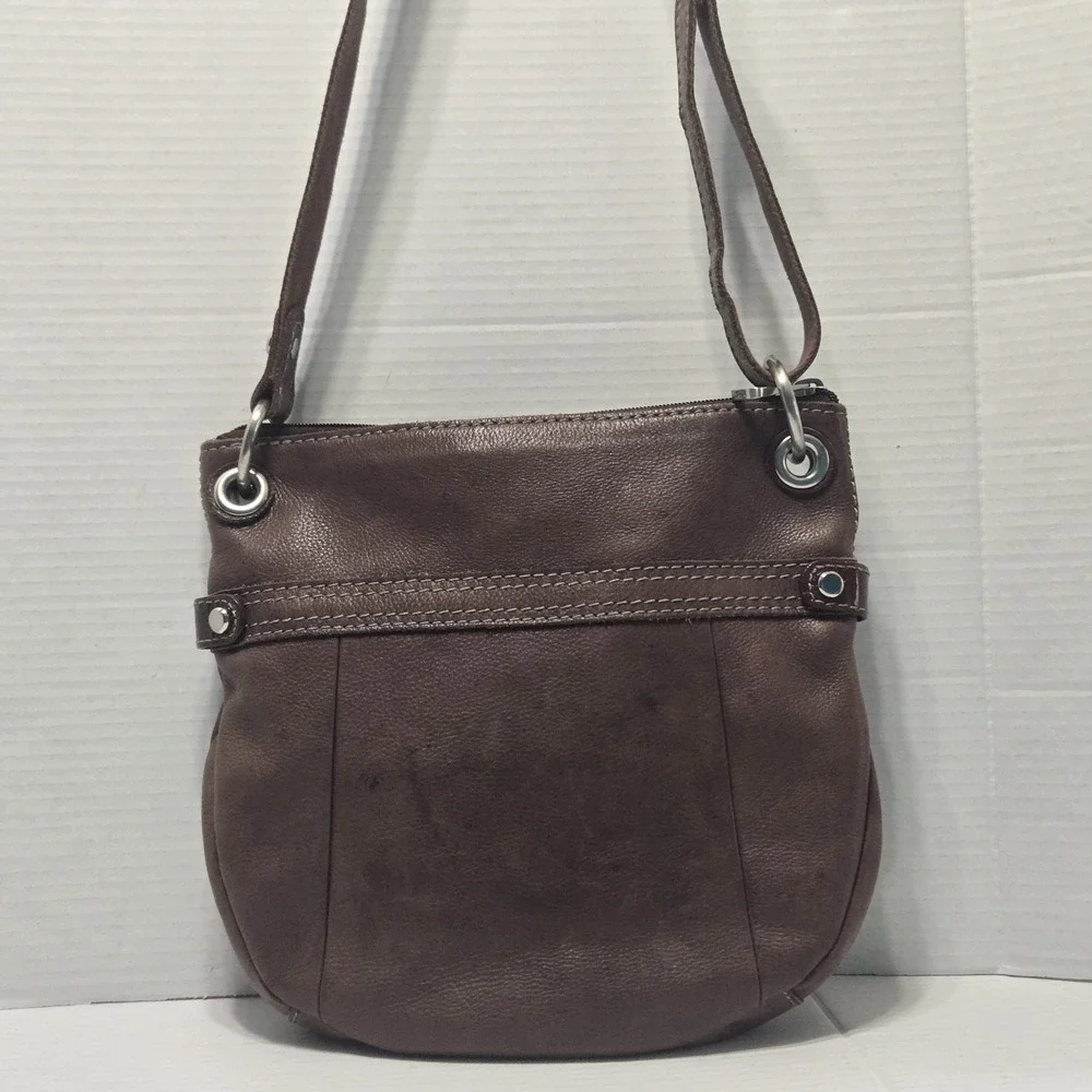 Fossil Brown‎ Pebbled Leather Hobo Crossbody Bag Adjustable Strap Purse